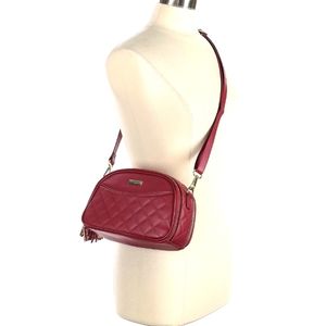 JOY & IMAN Diamond Quilted Genuine Leather Crossbody with RFID, Red